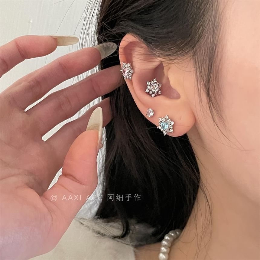 Snowflake Earring Rhinestone Stud