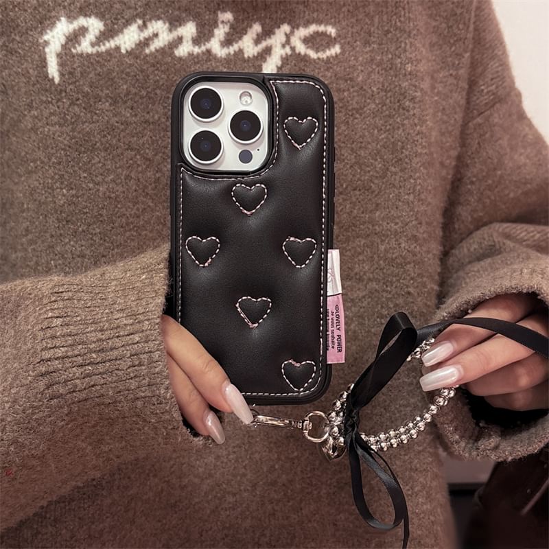 / Heart Phone Set Strap Case