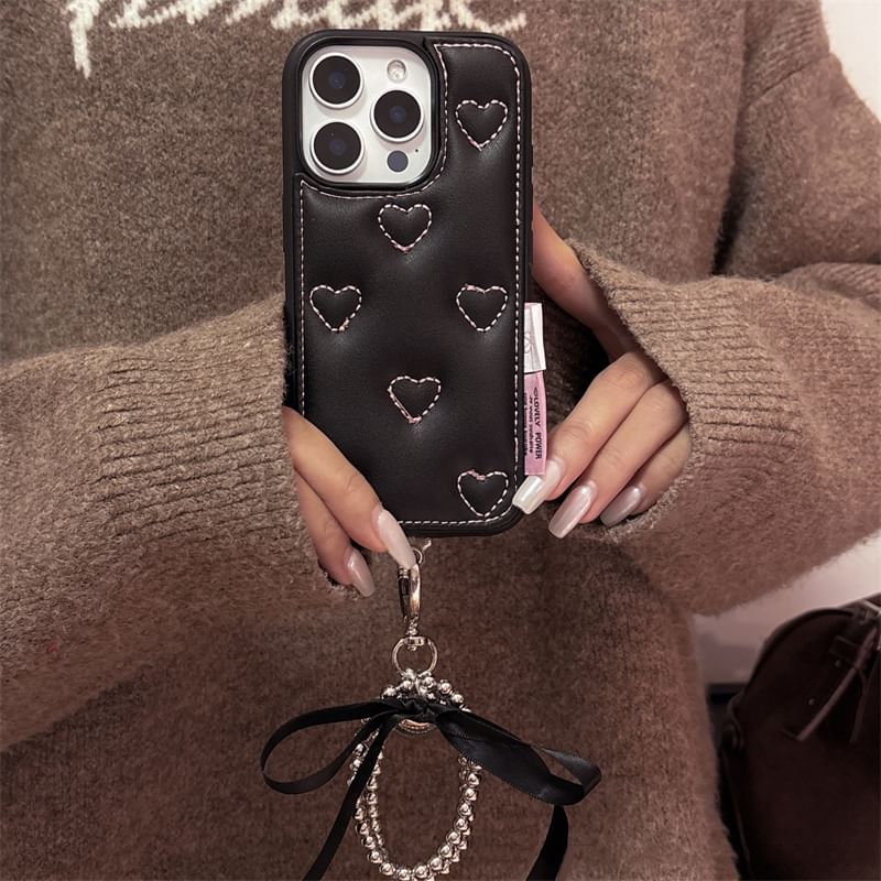 / Heart Phone Set Strap Case