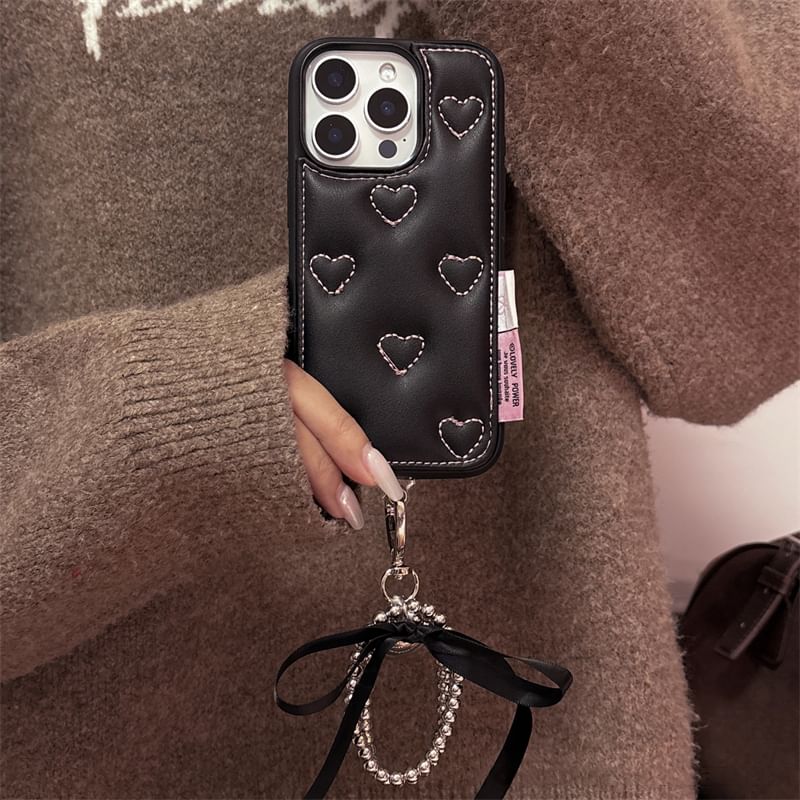/ Heart Phone Set Strap Case