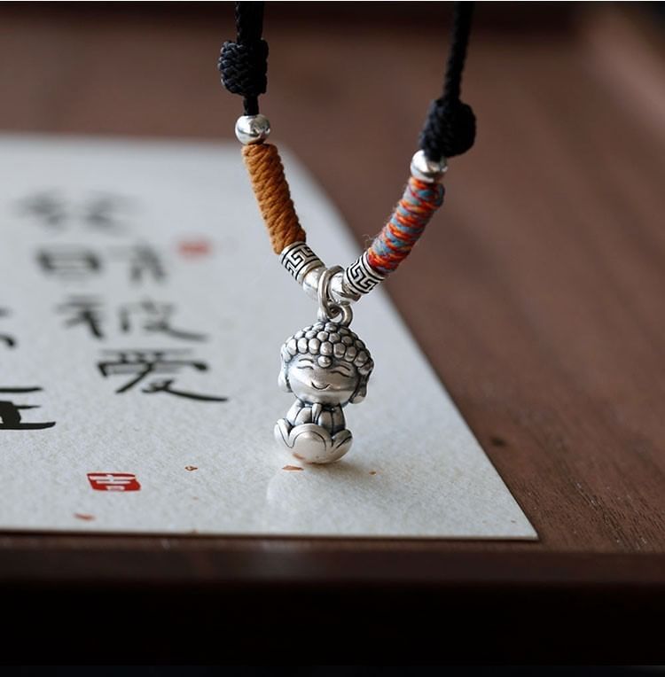 Pendant Necklace Sterling 925 Buddha Silver