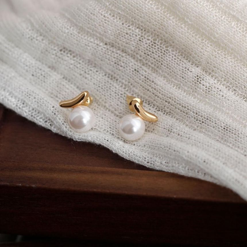 Pearl Faux 925 Stud Earring Silver Sterling