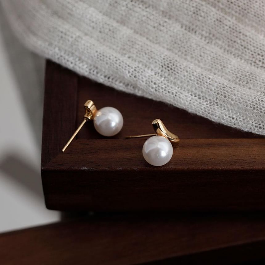 Pearl Faux 925 Stud Earring Silver Sterling