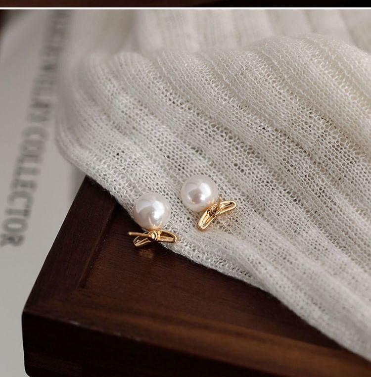 Pearl Faux 925 Stud Earring Silver Sterling