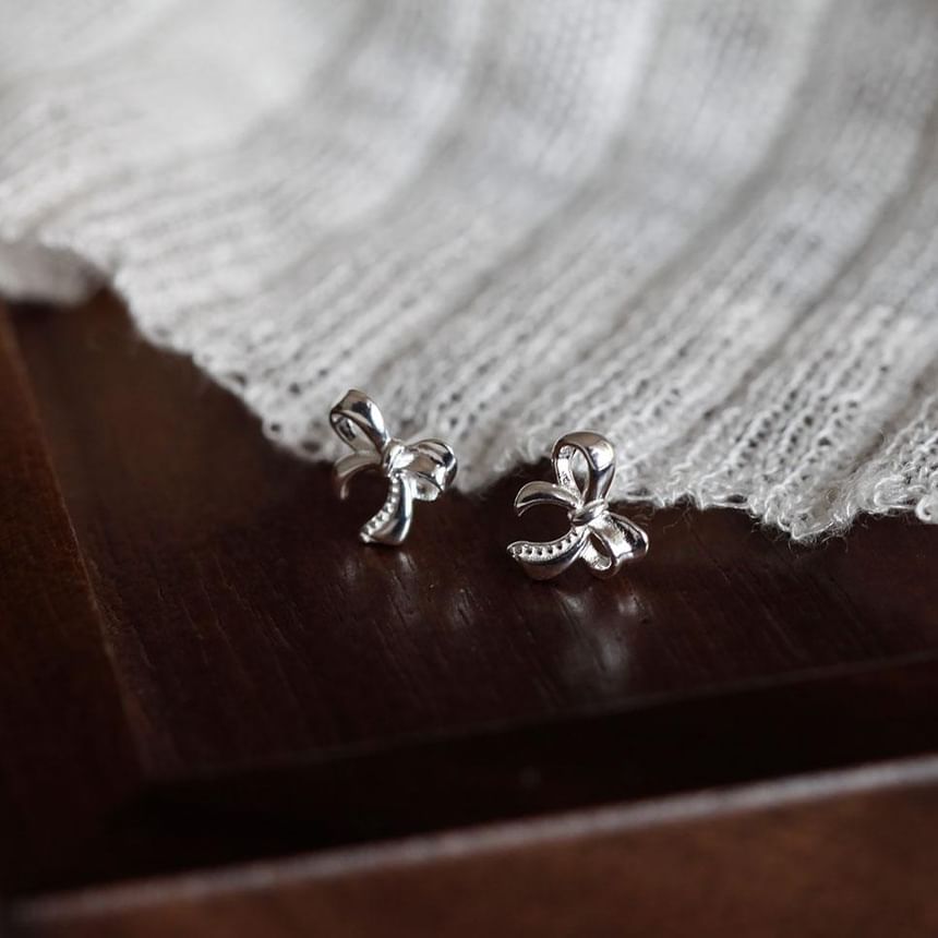 Bowknot Silver Earring Sterling Stud 925