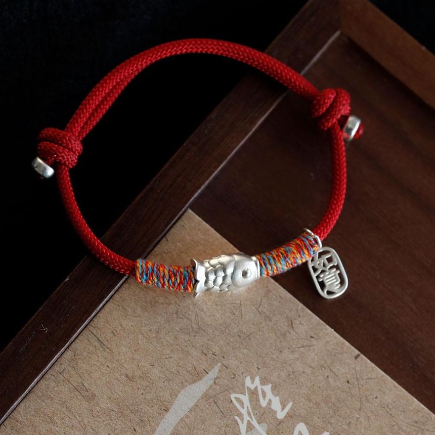 String Bracelet Sterling Fish 925 Silver