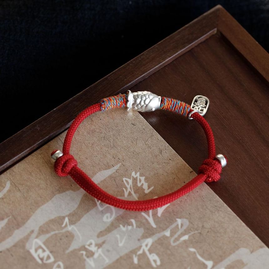 String Bracelet Sterling Fish 925 Silver
