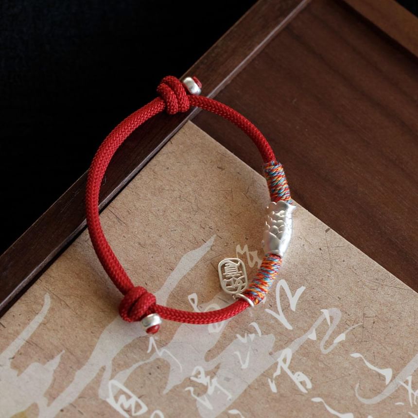 String Bracelet Sterling Fish 925 Silver