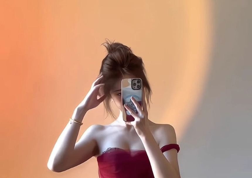 Sleeveless One-Shoulder Plain Mesh Slit Midi Corset Evening Dress