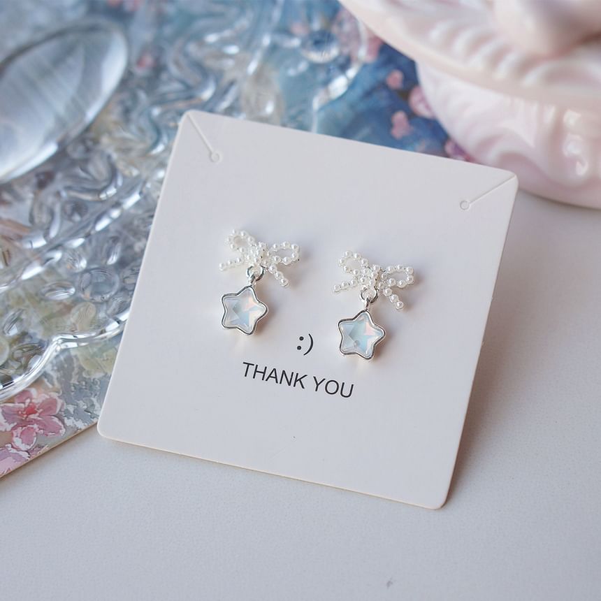 Star Dangle Pearl Earring Faux