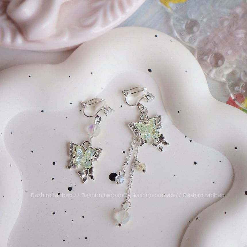 On Dangle / Butterfly Earring Clip Beaded