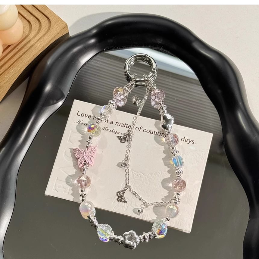 Pearl Faux Butterfly Strap Phone Crystal