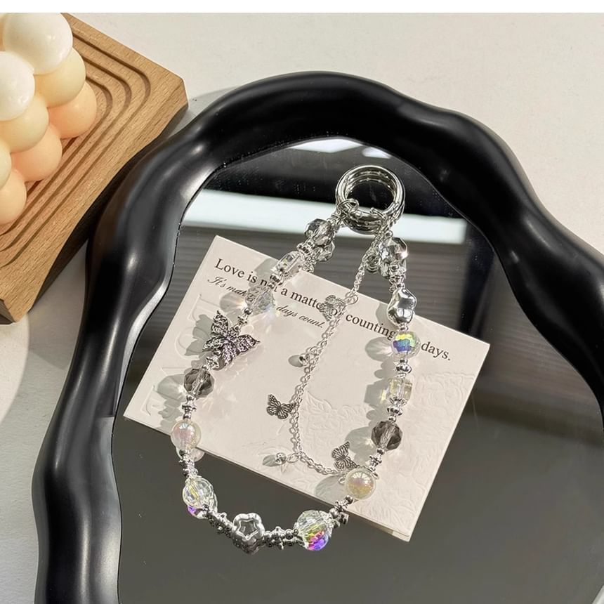 Pearl Faux Butterfly Strap Phone Crystal