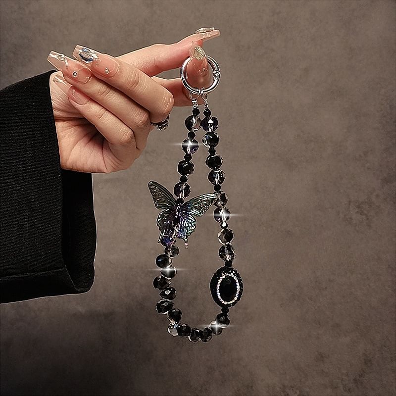 Butterfly Phone Crystal Strap Faux