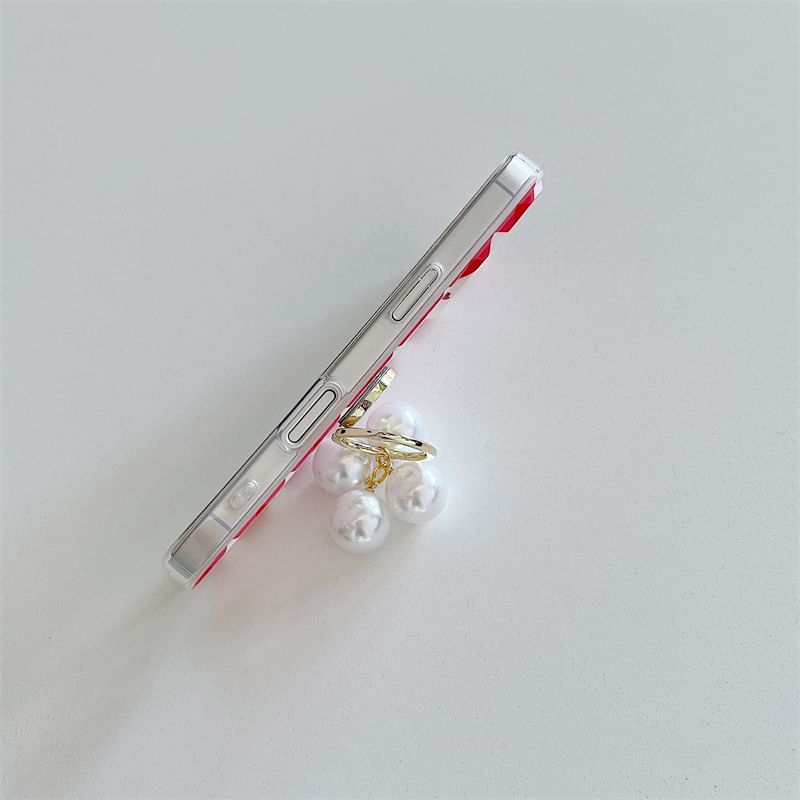 Case / Pearl Faux Phone Set Heart Ring Finger