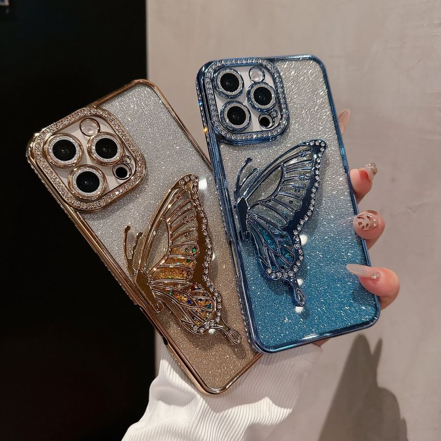 Embellished Case Phone Butterfly Stand