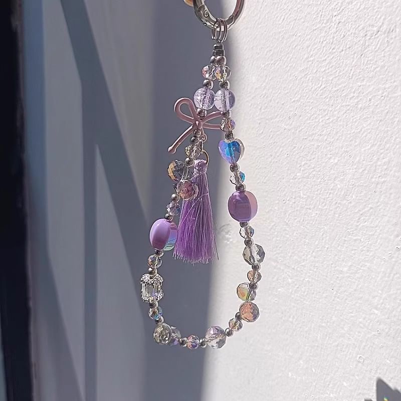 Pad Crystal Bow Strap with Lanyard Phone Faux