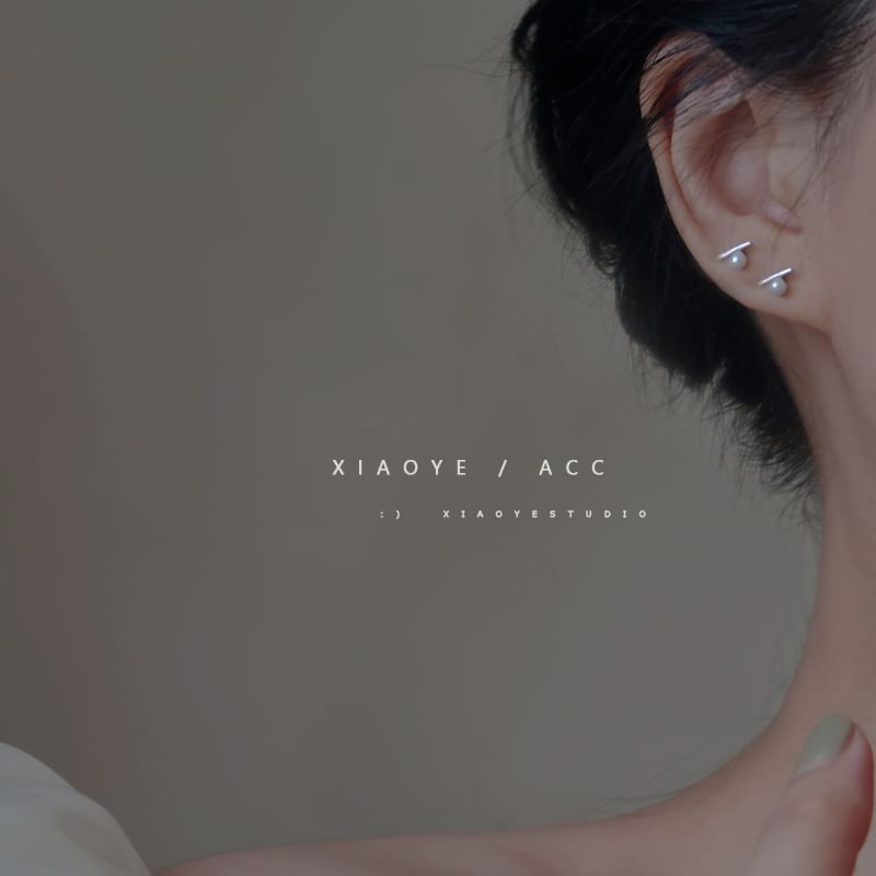 Faux Sterling Earring S925 Silver Stud Pearl