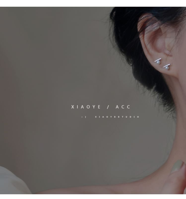 Faux Sterling Earring S925 Silver Stud Pearl