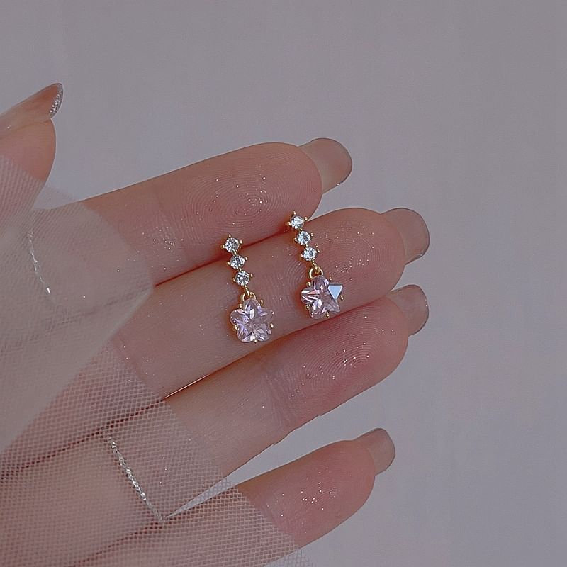 Alloy Dangle Earring Rhinestone Star
