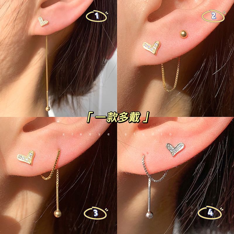 Earring Heart Alloy Dangle