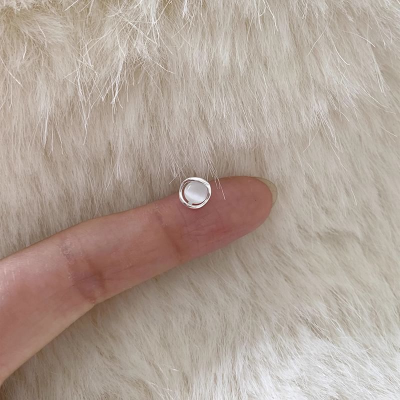Earring Stone Alloy Cat Eye Faux Stud