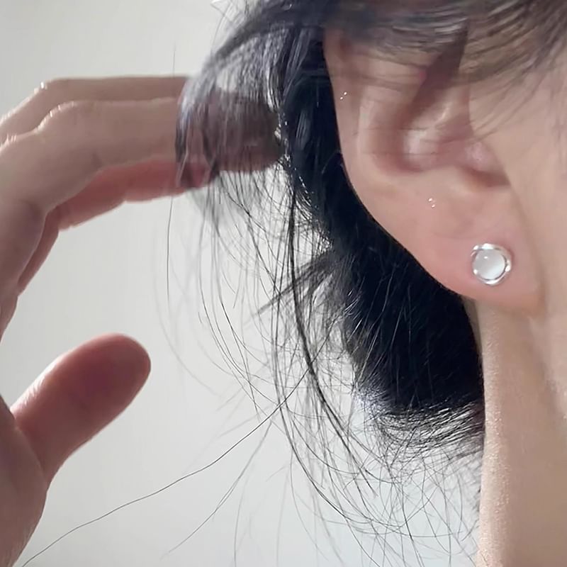 Earring Stone Alloy Cat Eye Faux Stud