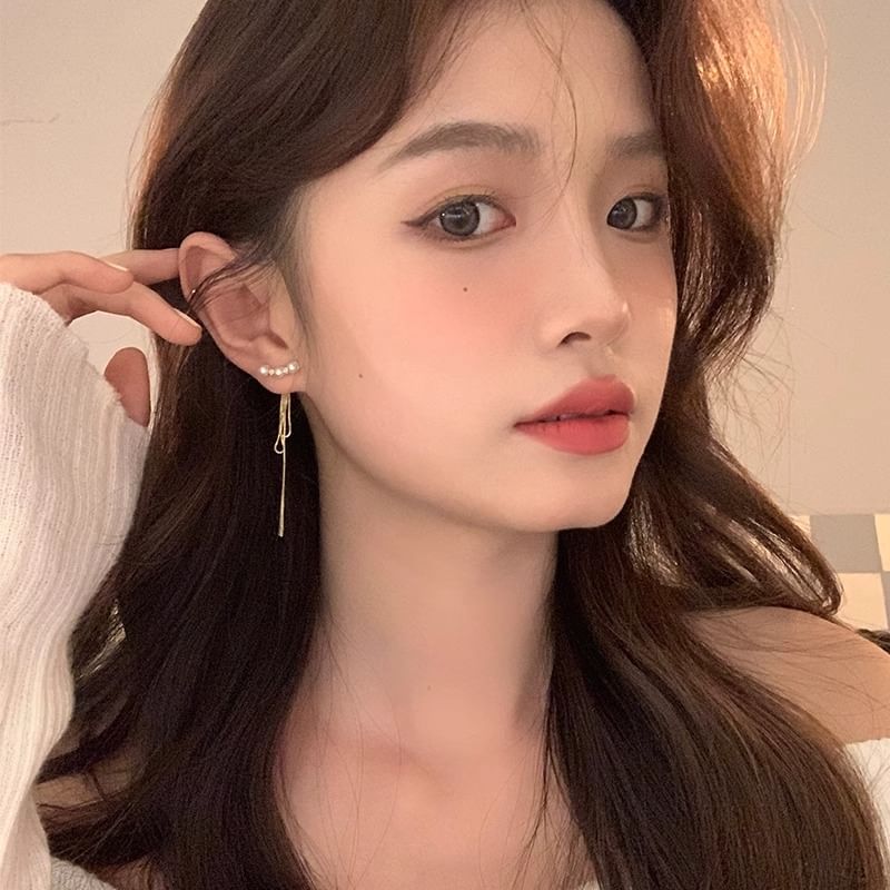 Threader Alloy Earring Pearl Faux