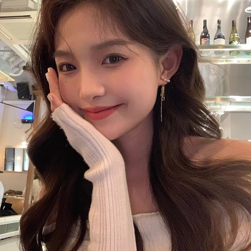 Threader Alloy Earring Pearl Faux