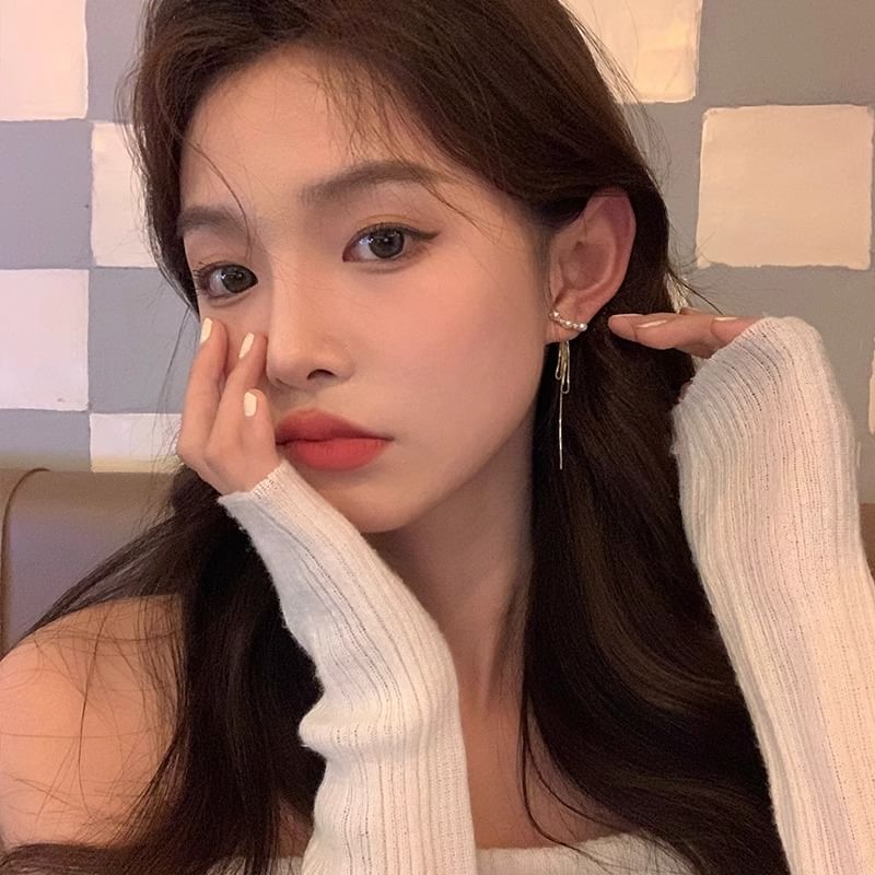 Threader Alloy Earring Pearl Faux