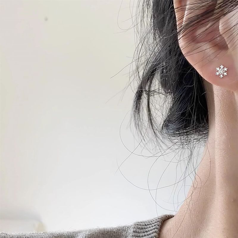 Barbell Snowflake Alloy Earring
