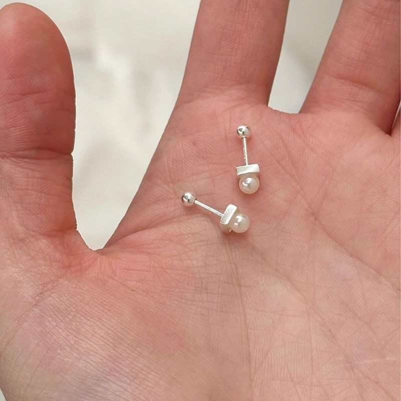 Faux Alloy Earring Pearl Barbell