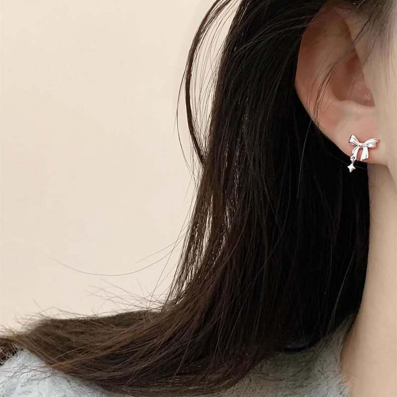 Bow Earring Drop Alloy