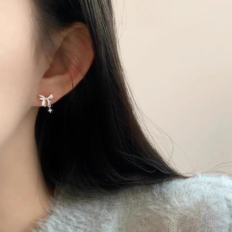 Bow Earring Drop Alloy