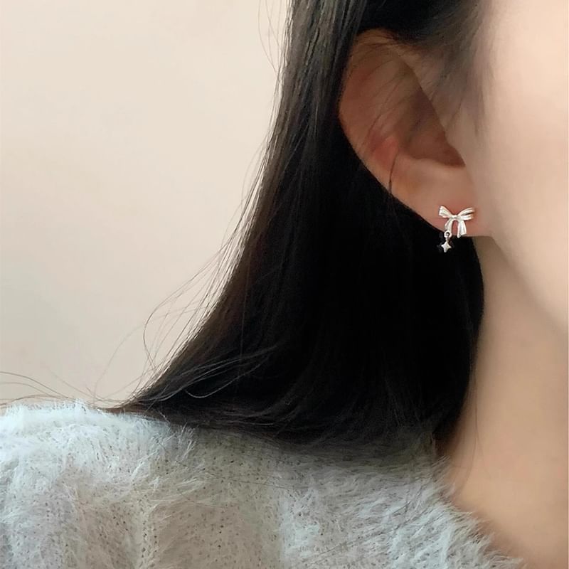 Bow Earring Drop Alloy
