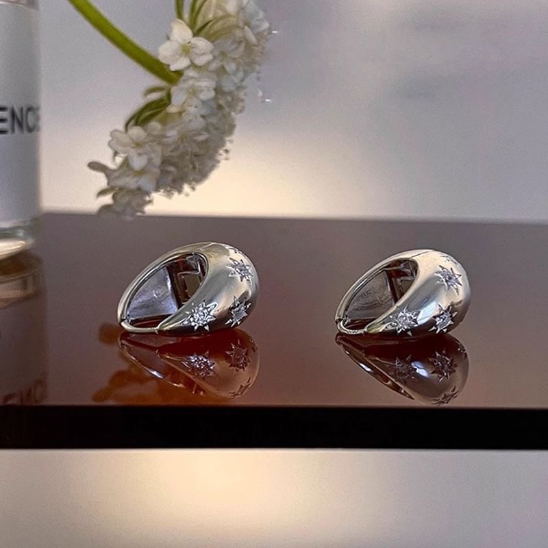 Huggie Rhinestone Earring Polished Alloy