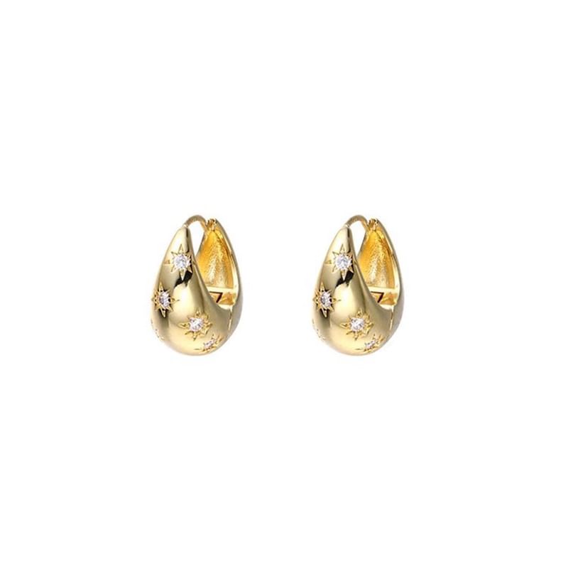 Huggie Rhinestone Earring Polished Alloy
