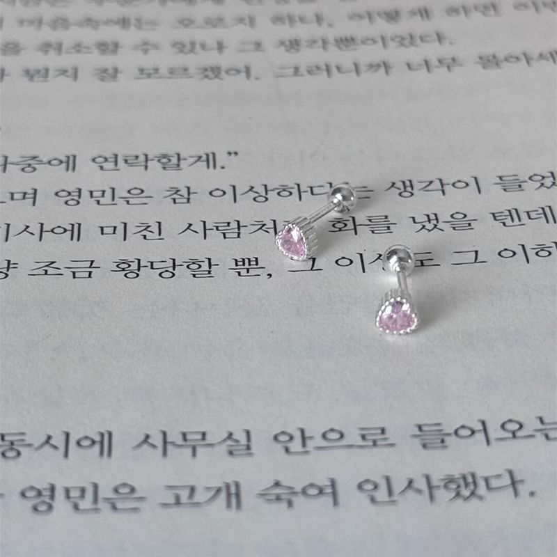 Heart Stud Alloy Earring Rhinestone