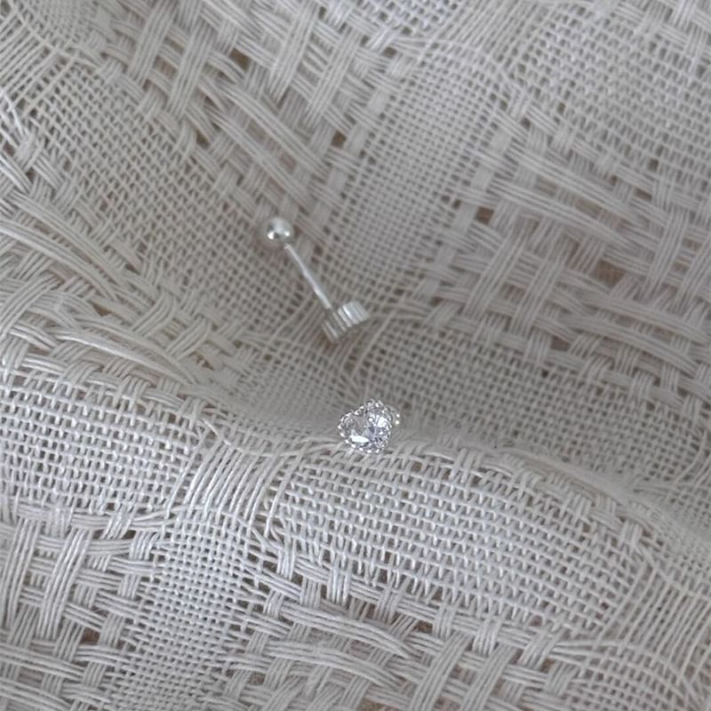 Heart Stud Alloy Earring Rhinestone