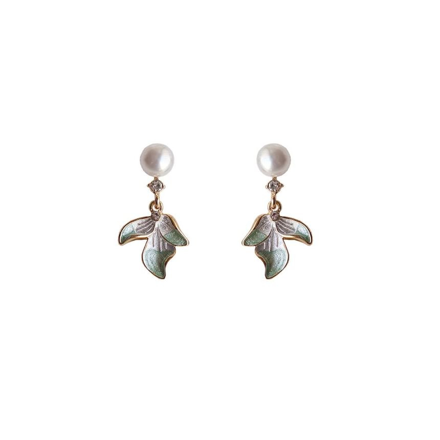 Earring Flower Faux Clip-On Pearl Drop / Rhinestone
