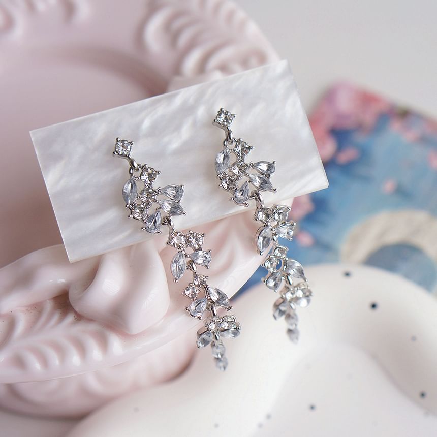 Clip-On Drop Rhinestone / Earring Leaf