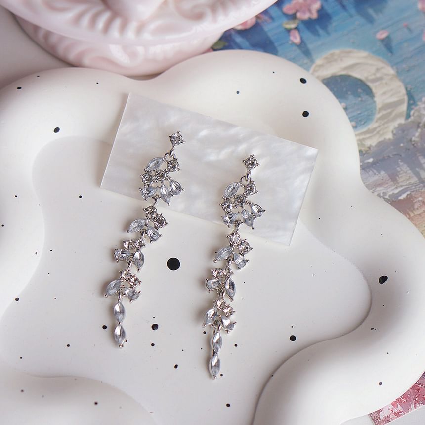Clip-On Drop Rhinestone / Earring Leaf