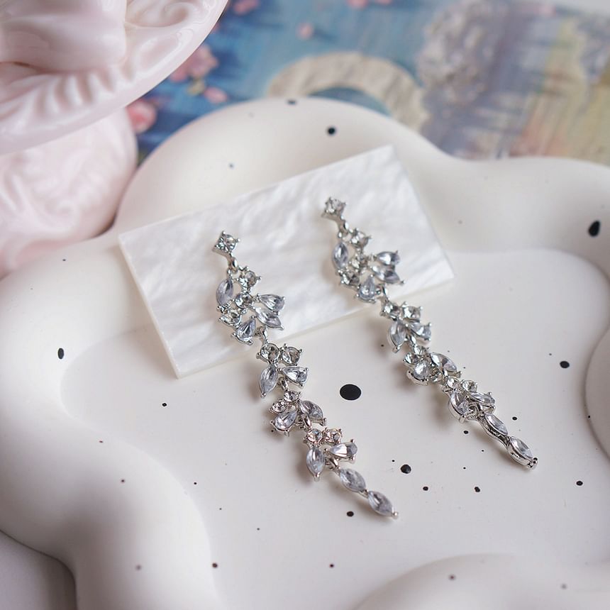 Clip-On Drop Rhinestone / Earring Leaf