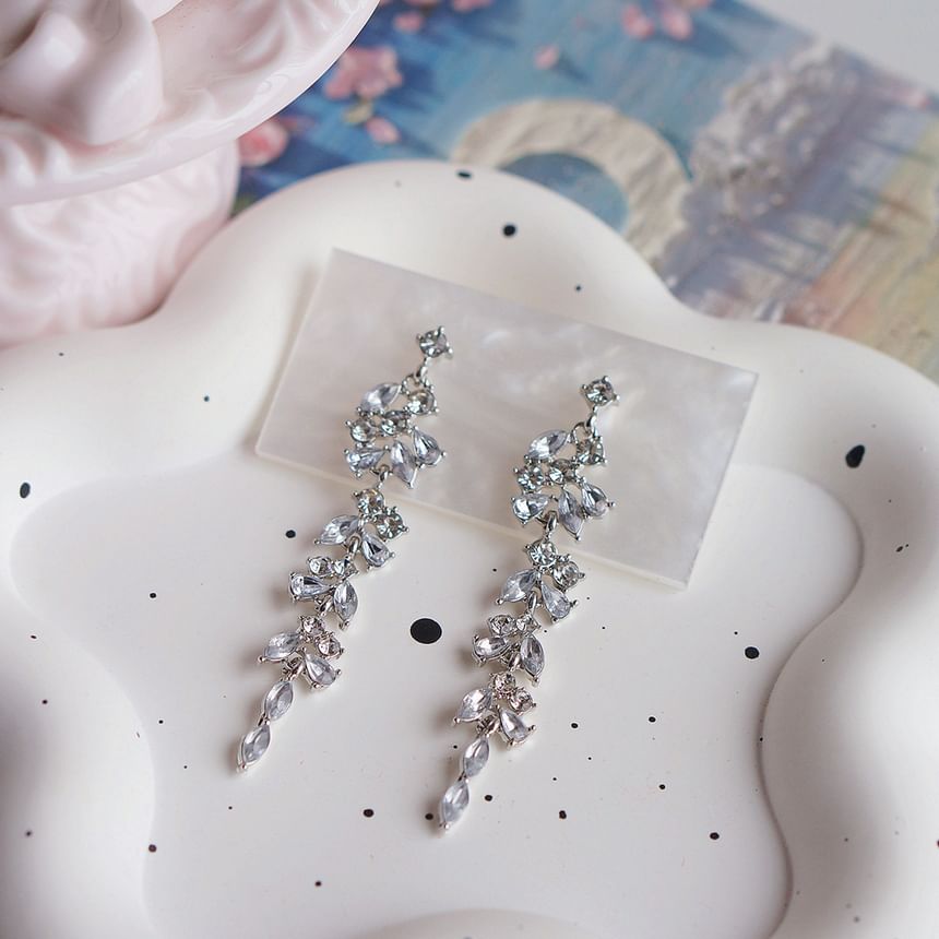 Clip-On Drop Rhinestone / Earring Leaf