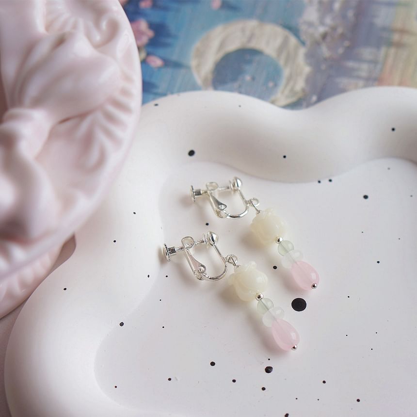 Flower Hook Drop Clip-On / Earring Beaded