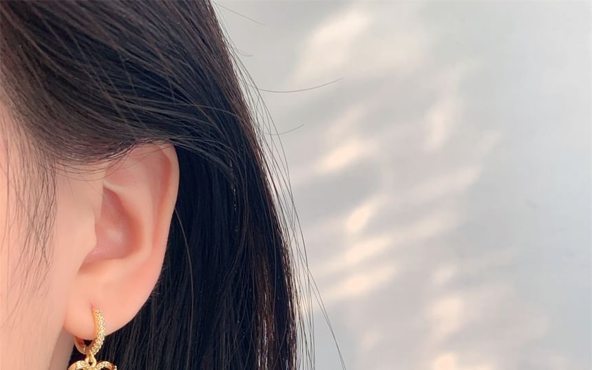 Huggie Rhinestone Pearl Faux Earring Drop Bow