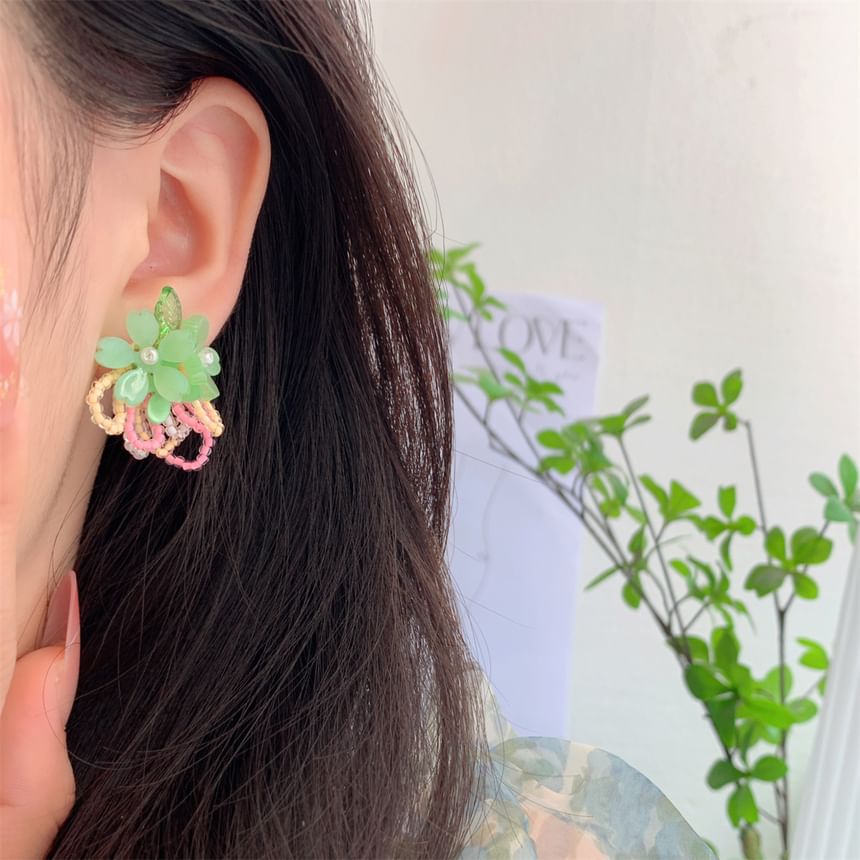 Flower / Stud Earring Faux Pearl Ear Beaded Clip-On