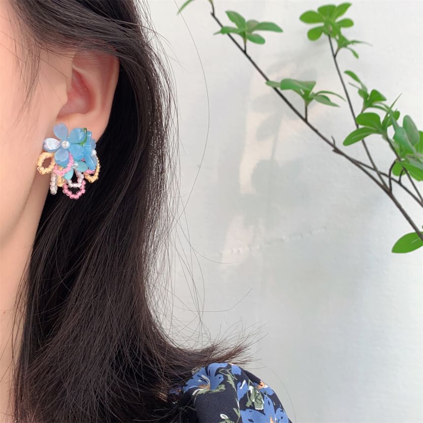 Flower / Stud Earring Faux Pearl Ear Beaded Clip-On