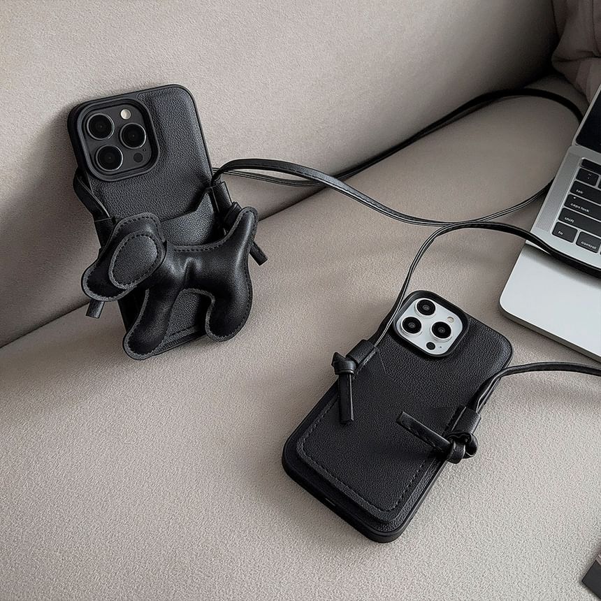 Lanyard Adhesive Set Dog / Decoration with Holder Leather Case Card Phone Faux