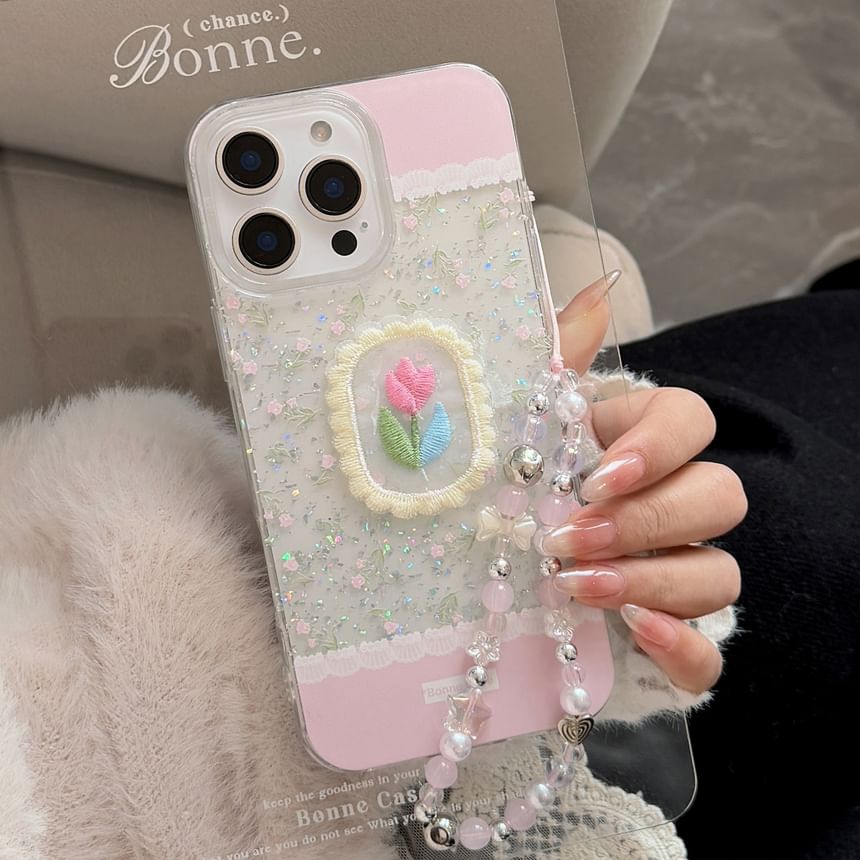 Charm Embroidered Set / Phone Adhesive Floral Decoration Case